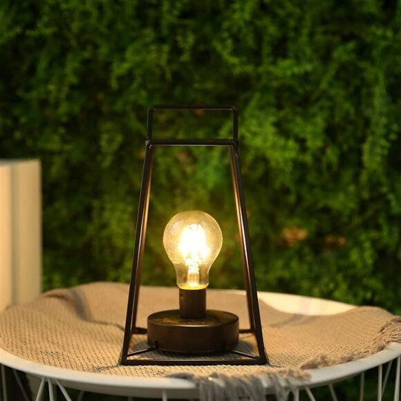 JHY DESIGN Retro Style Geometric Table Lamp 10''High Simple Iron Art Cordless - Picture 4 of 6